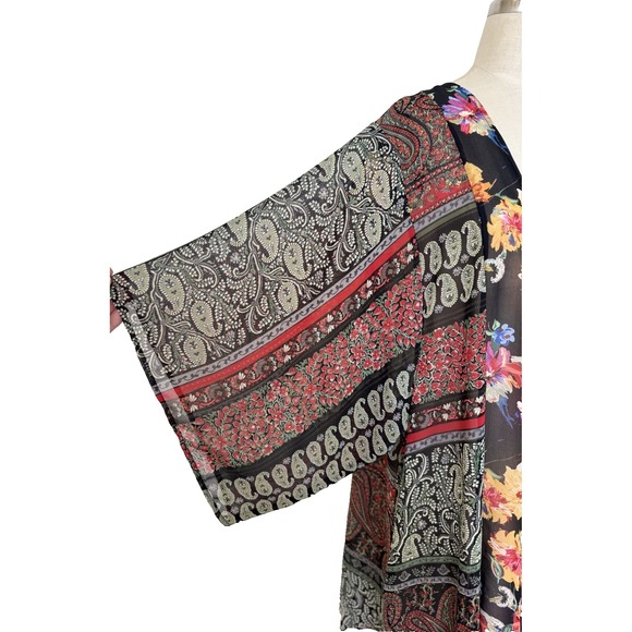Umgee Kimono Duster Floral Boho Jacket S/M Mixed Paisley Patchwork Boho Festival - Picture 3 of 9
